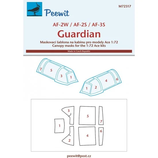 Peewit M72317 1/72 AF-2 Guardian Canopy Masks for Ace kits