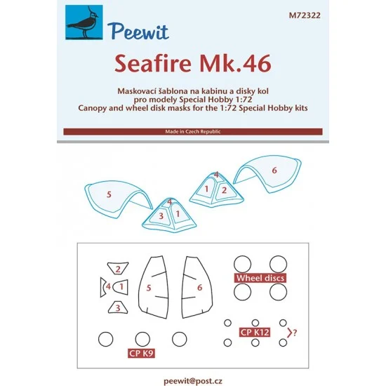 Peewit M72322 1/72 Seafire Mk. 46 Canopy Masks for Special Hobby kits - Model Planes