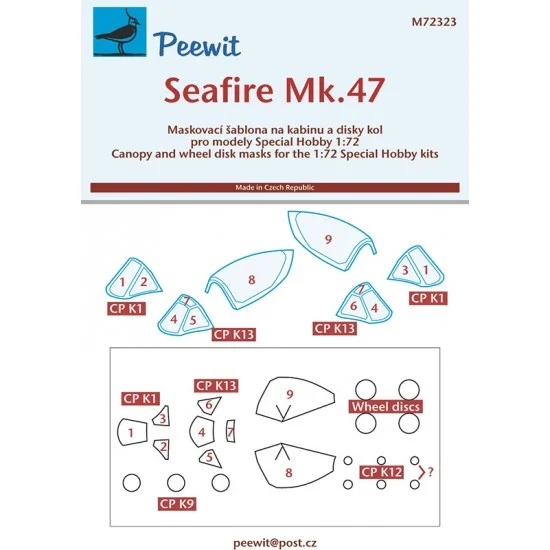 Peewit M72323 1/72 Seafire Mk. 47 Canopy Masks for Special Hobby kits - Model Planes