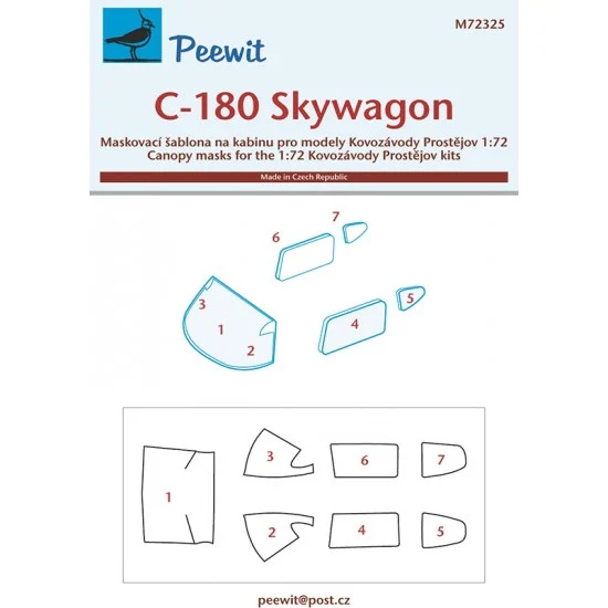 Peewit M72325 1/72 C-180 Skywagon Canopy Masks for Kovozavody Prostejov kits