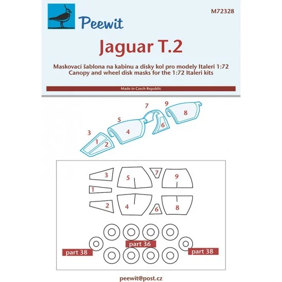 Peewit M72328 1/72 Jaguar T.2 Canopy Masks for Special Hobby kits - Model Planes