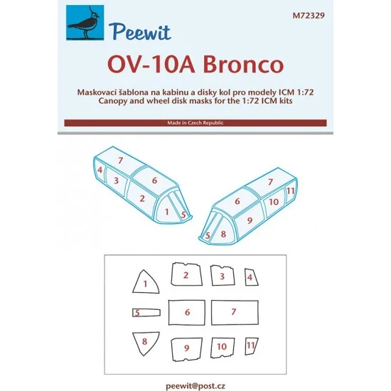 Peewit M72329 1/72 OV-10A Bronco Canopy Masks for Special Hobby kits