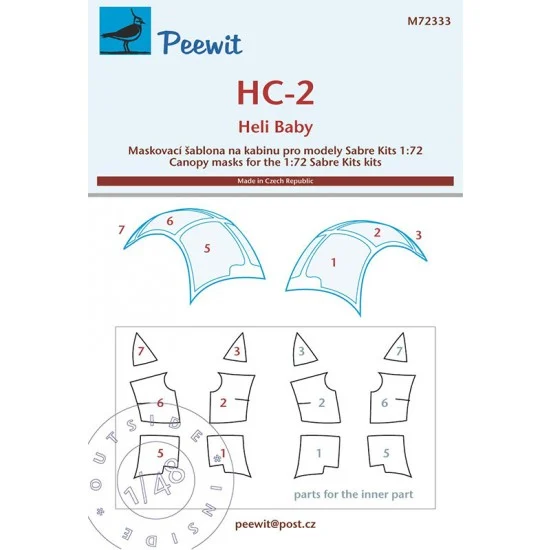 Peewit M72333 1/72 HC-2 Heli Baby Canopy Masks for Sabre Kits kits