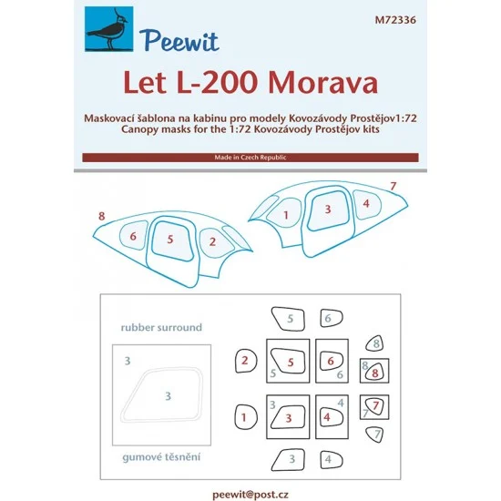 Peewit M72336 1/72 Let L-200 Morava Canopy Masks for Kovozavody Prostejov kits
