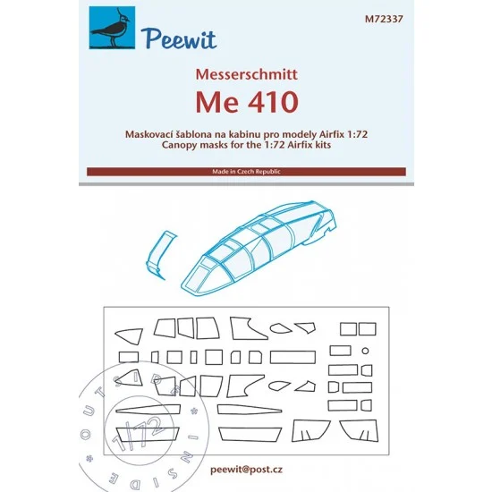 Peewit M72337 1/72 Messerschmitt Me 410 Canopy Masks for Airfix kits - Model Planes