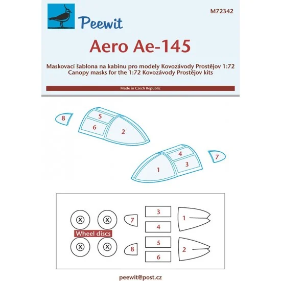 Peewit M72342 1/72 Aero Ae-145 Canopy Masks for Kovozavody Prostejov kits