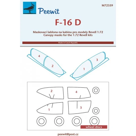 Peewit M72359 1/72 F-16 D Canopy Masks for Revell kits