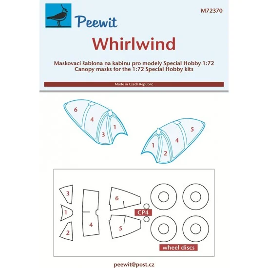 Peewit M72370 1/72 Whirlwind Canopy Masks for Special Hobby kits - Model Planes