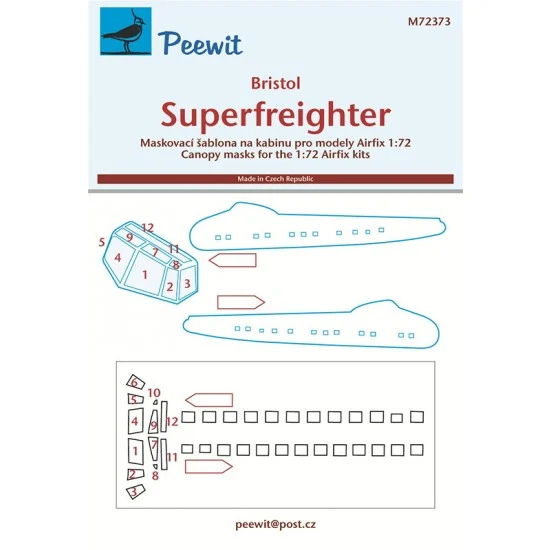 Peewit M72373 1/72 Bristol Superfreighter Canopy Masks for Airfix kits - Model Planes