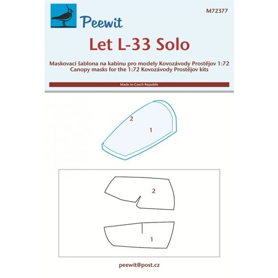 Peewit M72377 1/72 Let L-33 Solo Canopy Masks for Kovozavody Prostejov kits