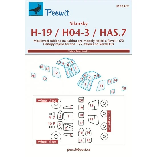 Peewit M72379 1/72 Sikorsky H-19 / HO4-3 / HAS.7 Canopy Masks for Italeri/ Revell kits