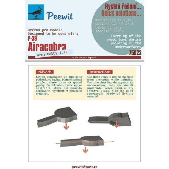 Peewit M75022 1/72 P-39 Airacobra Wheel Bay Plugs Mask for Arma Hobby kits