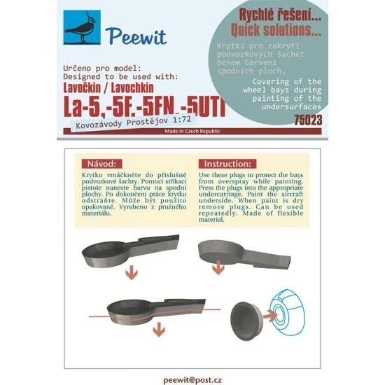 Peewit M75023 1/72 LavoCkin La-5 La-5F La-5FN La-5UTI Wheel Bay Mask for Kovozavody Prostejov
