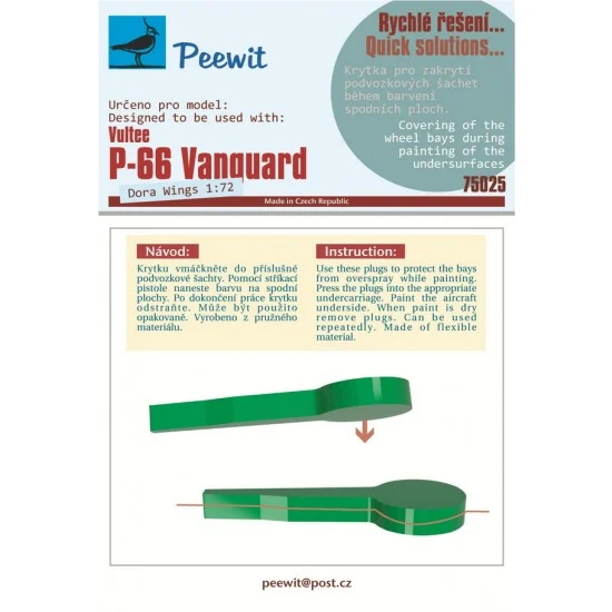 Peewit M75025 1/72 Vultee P-66 Vanguard Wheel Bay Plugs Mask for Dora Wings kits