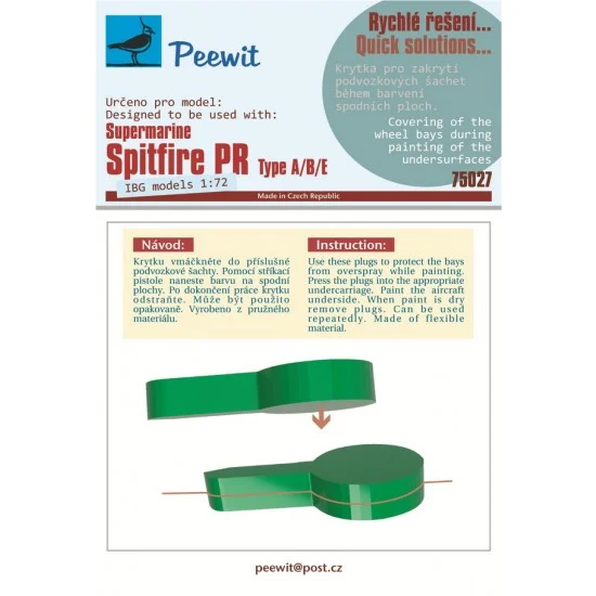 Peewit M75027 1/72 Spitfire PR Type A/B/E Wheel Bay Plugs Mask for IBG kits - Model Planes