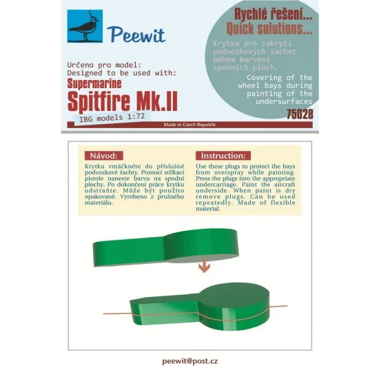 Peewit M75028 1/72 Spitfire Mk II Wheel Bay Plugs Mask for IBG kits - Model Planes