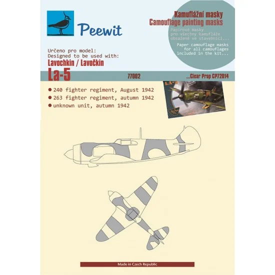 Peewit M77002 1/72 Lavockin La-5 Paper Camouflage Masks for Clear Prop #72014