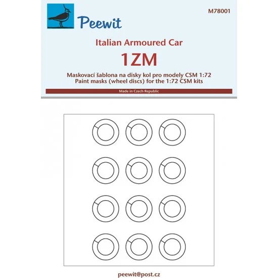 Peewit M78001 1/72 Italian Armoured Car 1ZM Paint Masks for Copper State kits - Military Vehicles & Tanks