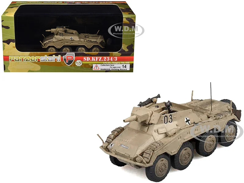 Sd.Kfz. 234/3 Armored Vehicle "#03, 3rd Panzer Division, Hungary" (1945) German Army 1/72 Diecast Model by Panzerstahl - Military Models