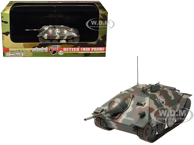 Hetzer (Mid Prod) Tank Destroyer "T-040, Marika, 2nd Hungarian Panzer Division, Balaton" (1945) German Army 1/72 Diecast Model by Panzerstahl
