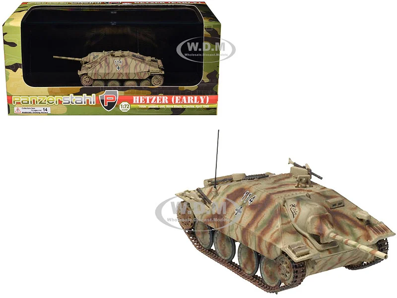 Hetzer (Early) Tank Destroyer "#114, Hilde, Nove Mesto, Czechoslovakia" (1945) German Army 1/72 Diecast Model by Panzerstahl - Military Models