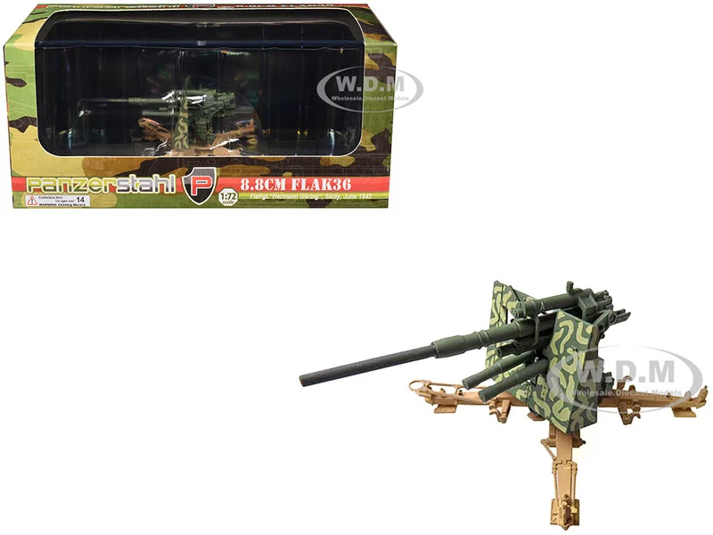 8.8cm Flak36 Gun "FlaRgt., Hermann Goring, Sicily" (1943) German Army 1/72 Diecast Model by Panzerstahl - Military Models