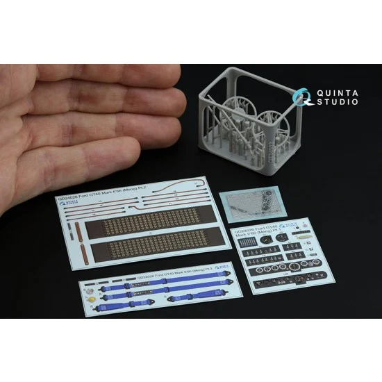 Quinta Studio QD+24026 1/24 Ford GT40 Mark II '66 Interior 3D Decal w/Resin parts, Metal Sticker (Meng) - Military Vehicles & Tanks
