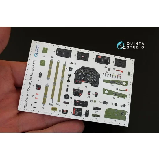 Quinta Studio QD32004 1/32 P-51D Late Interior Detail Set (on decal paper) for Tamiya Kit