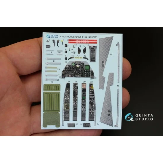 Quinta Studio QD32008 1/32 A-10A Interior Detail Set (on decal paper) for Trumpeter Kit