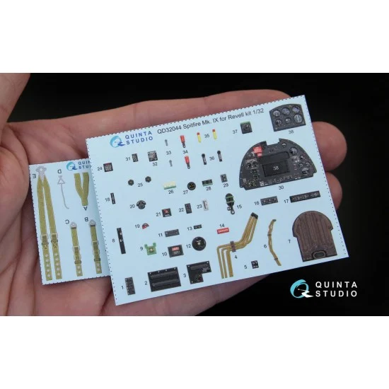 Quinta Studio QD32044 1/32 Spitfire Mk. IX 3D-Printed & Coloured Interior Decals for Revell kit