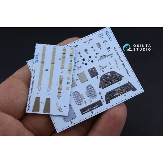 Quinta Studio QD32049 1/32 Bf 109E-4 3D-Printed & Coloured Interior Decals for Eduard kit