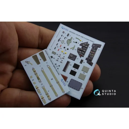 Quinta Studio QD32053 1/32 Bf 109E-4 3D-Printed & Coloured Interior Decals for Cyber-hobby/Dragon kit