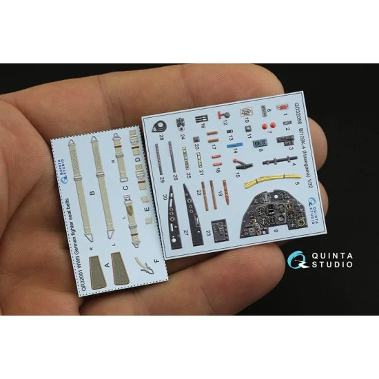Quinta Studio QD32058 1/32 Bf 109K-4 3D-Printed & Coloured Interior Decals for Hasegawa kit