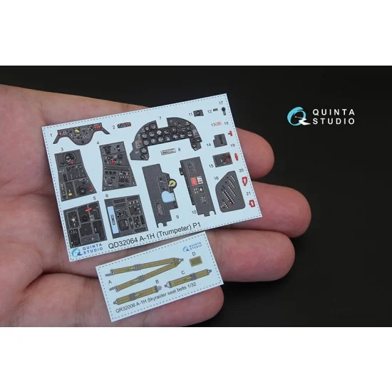 Quinta Studio QD32064 1/32 A-1H Skyraider 3D-Printed & Coloured Interior Decals for Trumpeter kit
