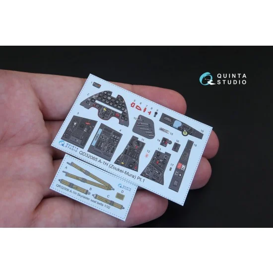 Quinta Studio QD32065 1/32 A-1H Skyraider 3D-Printed & Coloured Interior Decals for ZM SWS kit