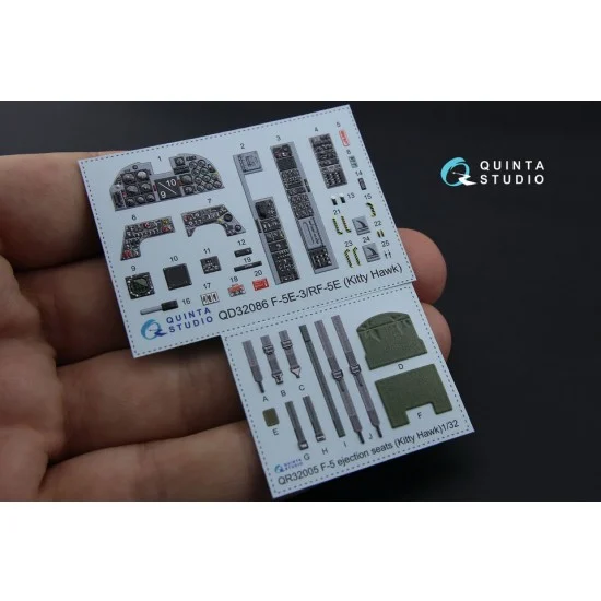 Quinta Studio QD32086 1/32 F-5E-3/RF-5E 3D-Printed & Coloured Interior Decals for KittyHawk kit