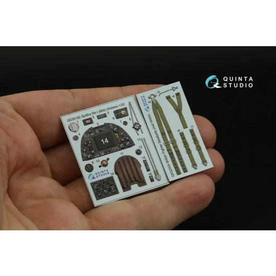 Quinta Studio QD32192 1/32 Spitfire Mk.1 Mid 3D-Printed & Coloured Interior on Decal Paper for Kotare