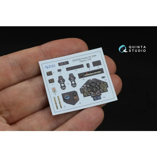 Quinta Studio QD32253 1/32 Horten Ho 229A Interior 3D Decal for Takom kits - Model Planes