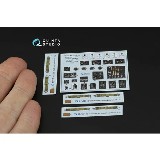 Quinta Studio QD32260 1/32 B-24D/B-24J Liberator, Nose, Central and Rear Compartment Parts for Hobby Boss