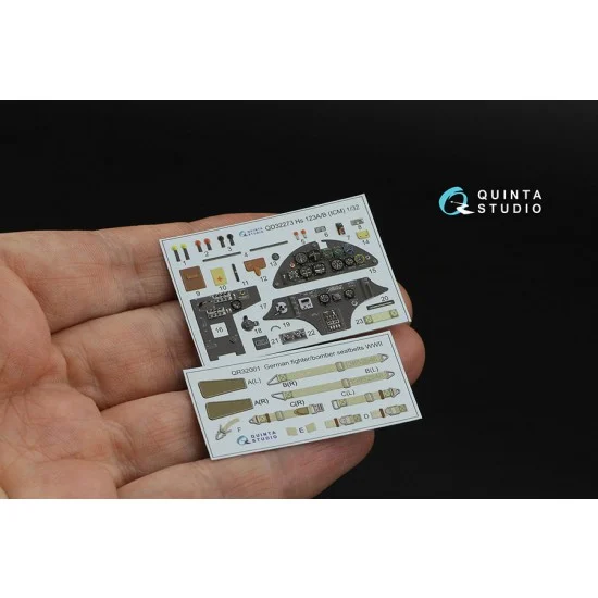 Quinta Studio QD32273 1/32 Hs 123A-1 late/Hs 123B Interior Details on 3D Decal (ICM)