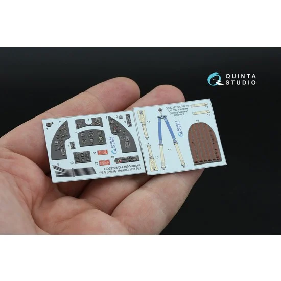Quinta Studio QD32278 1/32 DH.100 Vampire FB.5 Interior Details on 3D Decal (Infinity Models) - Model Planes