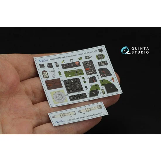 Quinta Studio QD32279 1/32 SBD-3/SBD-4 Dauntless Pilot's Cockpit Interior 3D Decal (Trumpeter)
