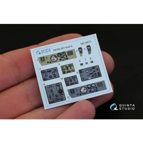 Quinta Studio QD35011 1/35 KFZ 251 Ausf.A 3D-Printed & Coloured Interior Decals for ICM kits