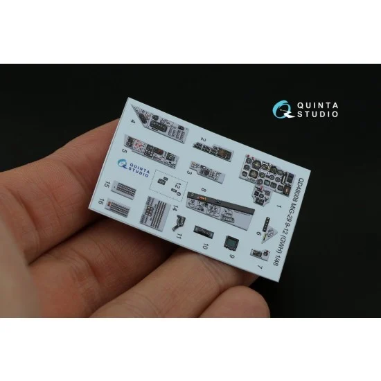 Quinta Studio QD48008 1/48 MiG-29 9-12 Interior Detail Set (on decal paper) for Great Wall Hobby Kits