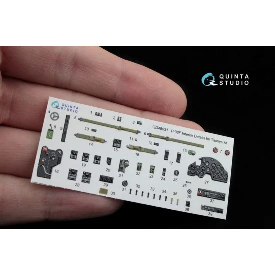 Quinta Studio QD48031 1/48 P-38F Interior Detail Set (on decal paper) for Tamiya Kit