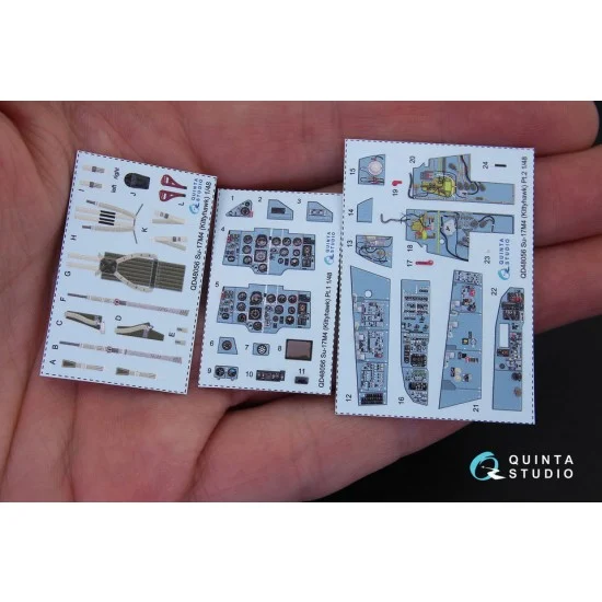 Quinta Studio QD48056 1/48 Su-17M4/22M4 3D-Printed & Coloured Interior Decals for KittyHawk kit