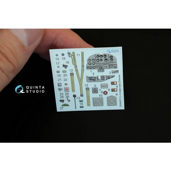 Quinta Studio QD48072 1/48 Il-2 Single Seat Interior Detail Set (on decal paper) for Zvezda Kit