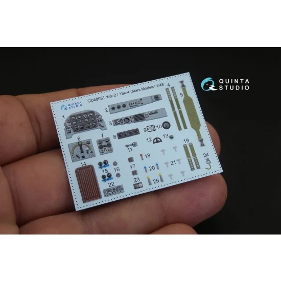 Quinta Studio QD48081 1/48 Yak-2/Yak-4 3D-Printed & Coloured Interior Decals for Mars Models kit