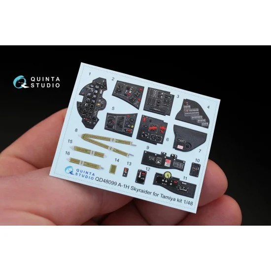 Quinta Studio QD48099 1/48 Douglas A-1H Skyraider 3D Printed & Coloured Interior Decals for Tamiya