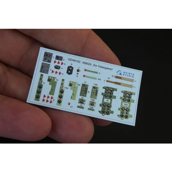 Quinta Studio QD48102 1/48 Mitsubishi A6M2 Zero 3D Printed & Coloured Interior Decals for Hasegawa - Model Planes